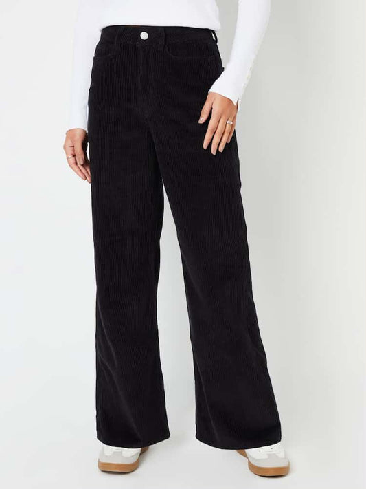 Threadbare Black Wide Leg Corduroy Jeans