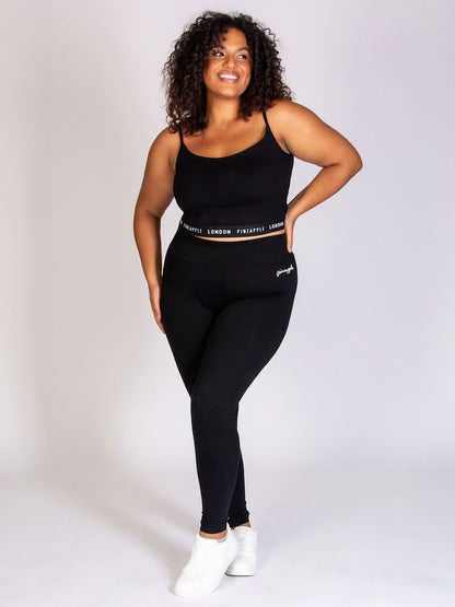 Pineapple Black Women Wide Waistband Leggings