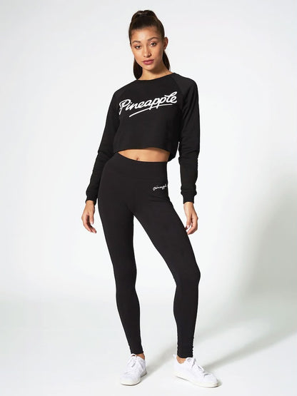 Pineapple Black Women Wide Waistband Leggings