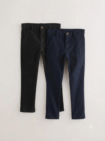 Black/Navy Skinny Fit Stretch Skinny Chino Trousers 2 Pack