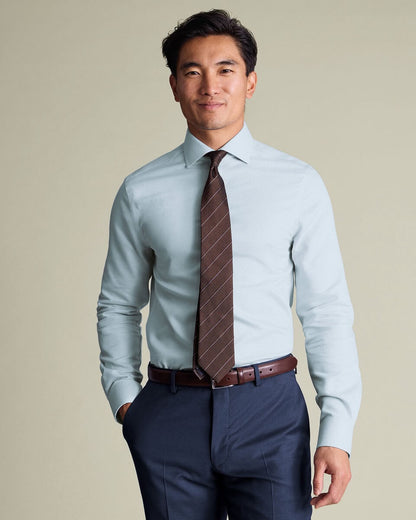 Cutaway Collar Non-Iron Stretch Burlington Weave Slim Fit Shirt - Aqua Green