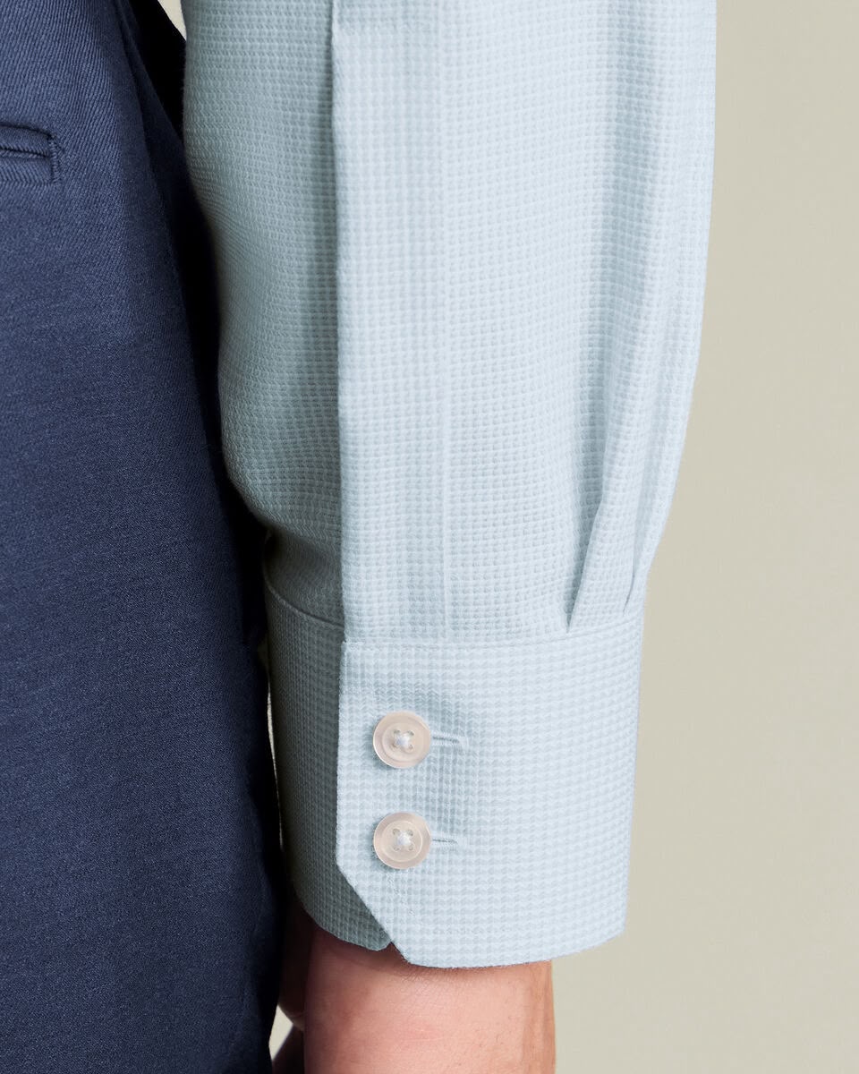 Cutaway Collar Non-Iron Stretch Burlington Weave Slim Fit Shirt - Aqua Green