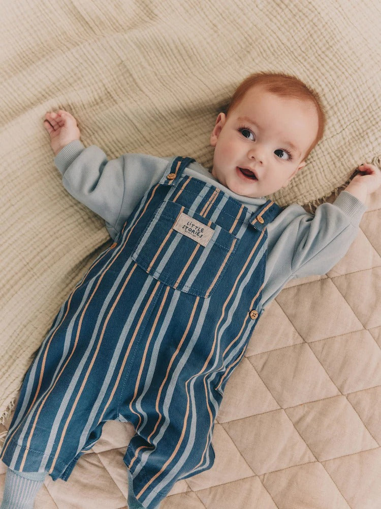 Mineral Stripe Baby Woven Dungaree and Bodysuit Set