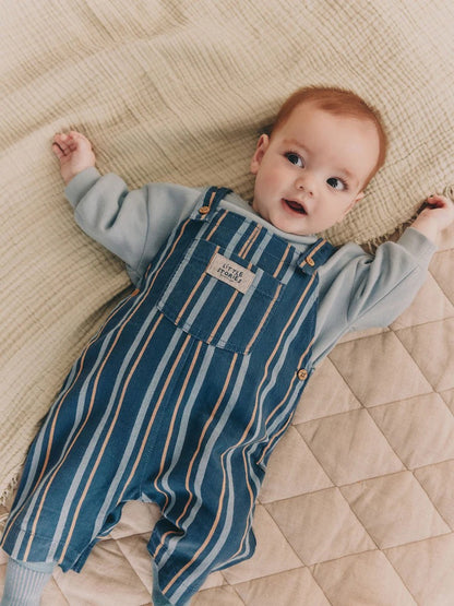 Mineral Stripe Baby Woven Dungaree and Bodysuit Set