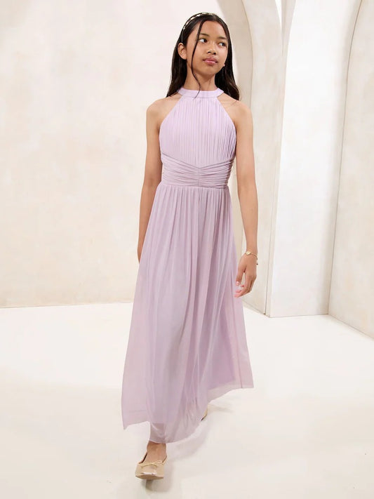 Lipsy Lilac Purple Halter Mesh Maxi Occasion Dress