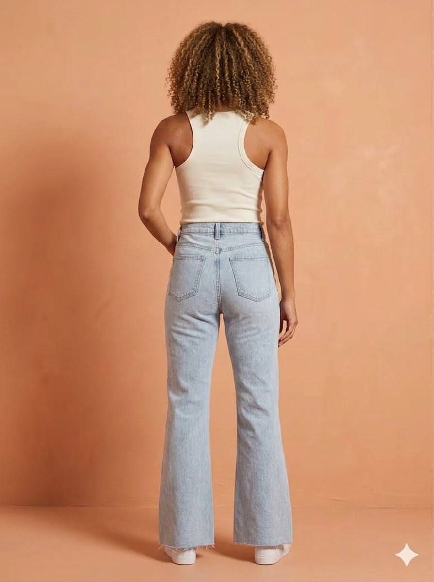 High Waisted Wide Leg Flare Jeans