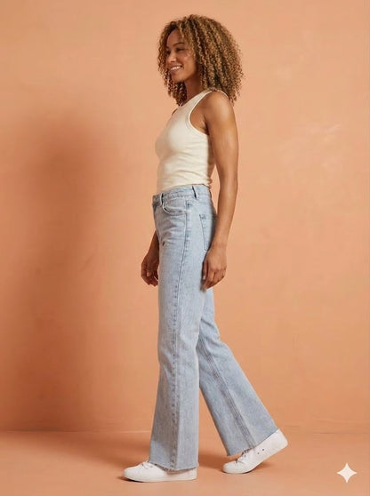 High Waisted Wide Leg Flare Jeans