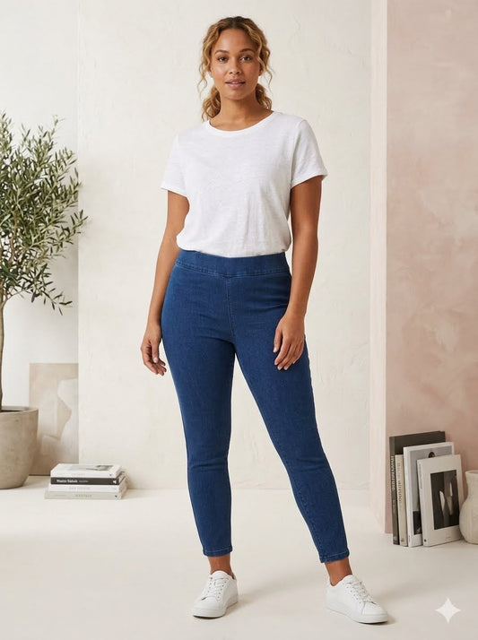 Curve High Waist Stretch Denim Jersey Leggings