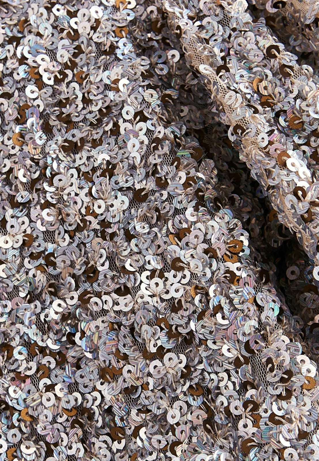 Sequin Puff Sleeve Cocktail Dress / Party Dress - Silver Gold