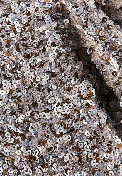 Sequin Puff Sleeve Cocktail Dress / Party Dress - Silver Gold