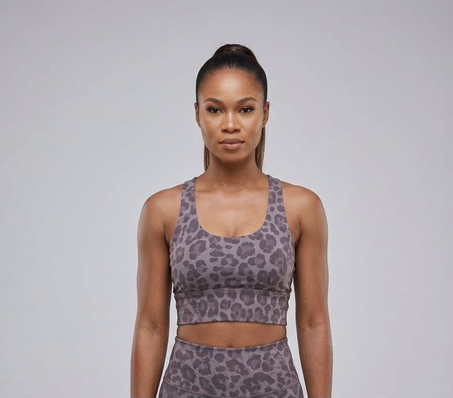 Animal Print Active Double Strap Cross Over Sport Bra