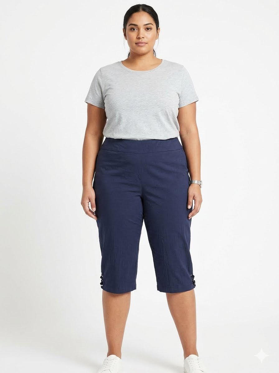 Navy Stretch Capri Pant