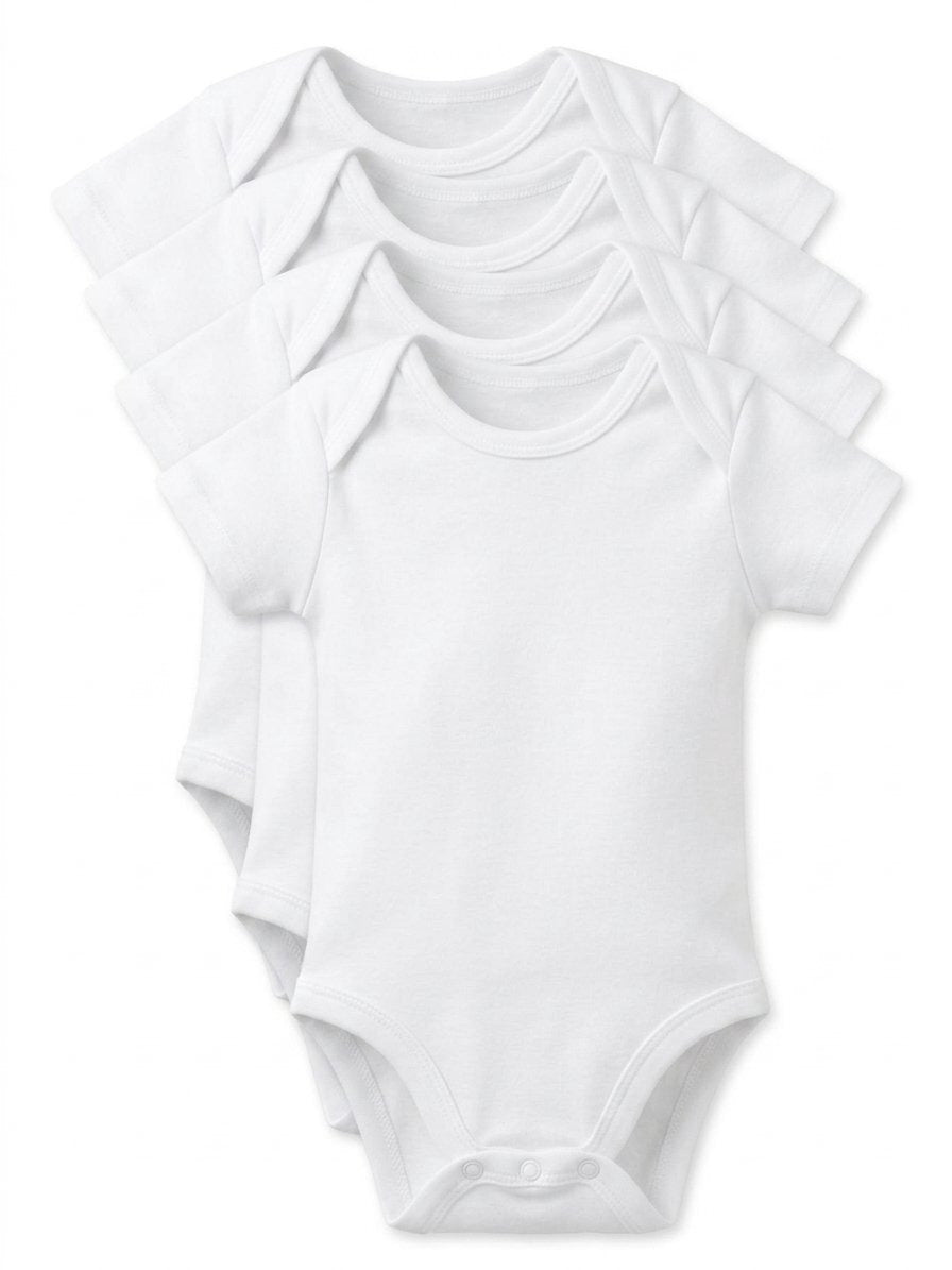 Classic White Short-Sleeve Baby Bodysuits (4-Pack)