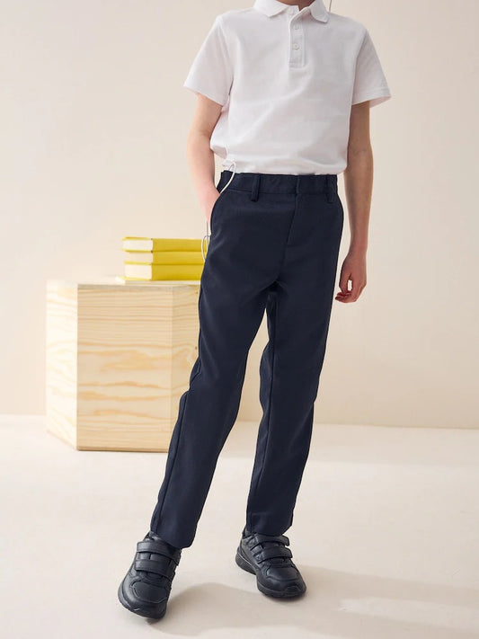 Navy Regular Waist Straight Leg School Trousers