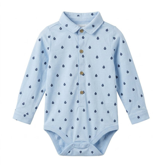 Next Baby Blue Sailboat Print Collared Bodysuit.