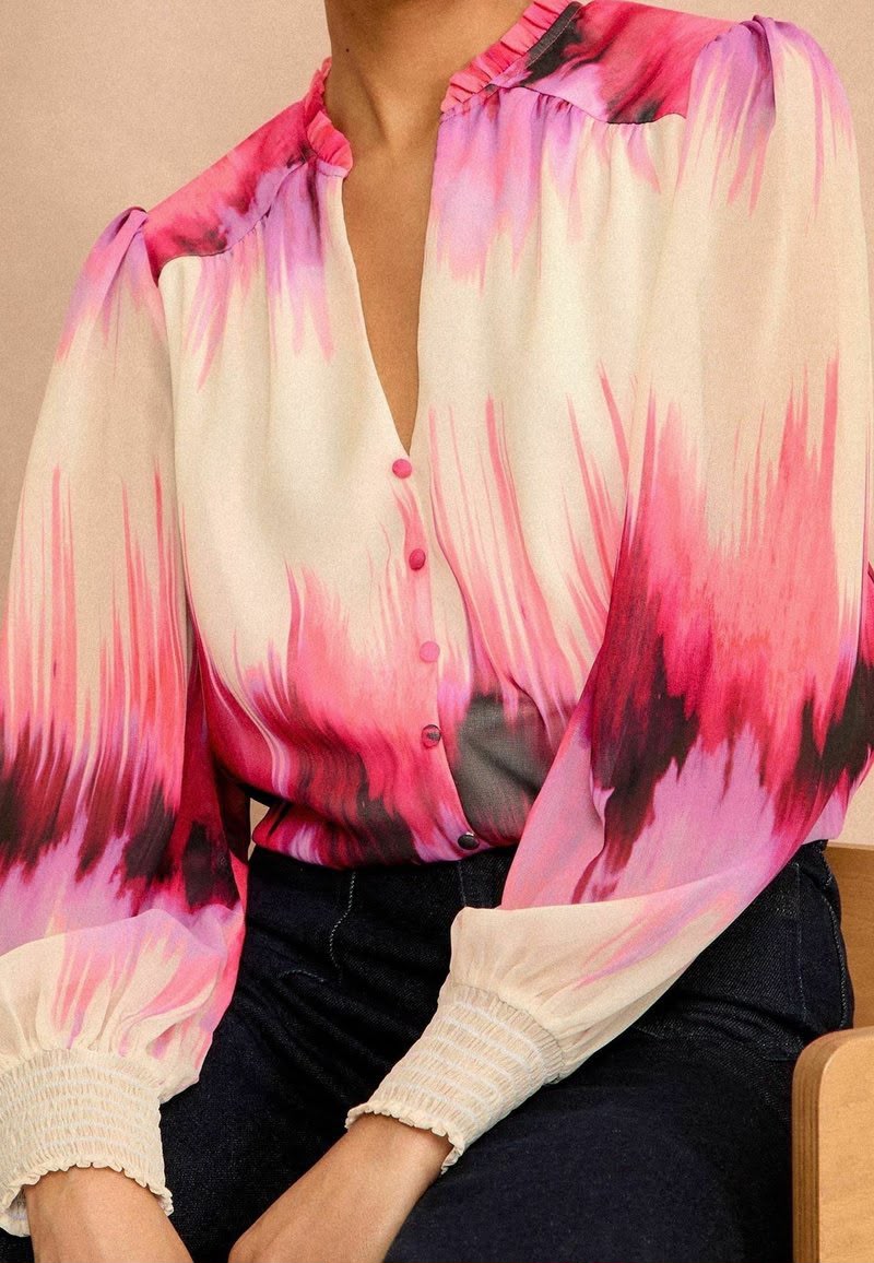Pink Blurred Ombre Print Blouse
