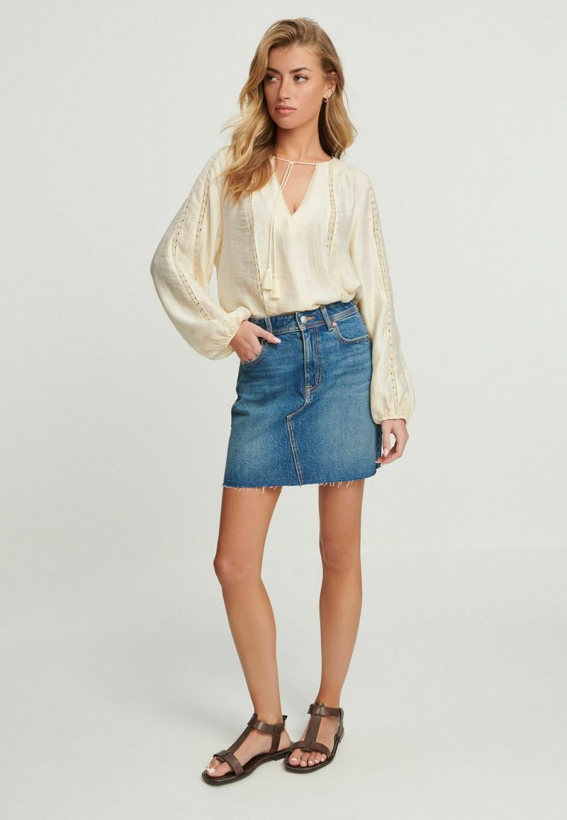 Cream Embroidered Peasant Blouse