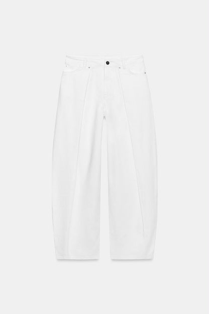 Mid Rise Barrel Wide Leg Jeans