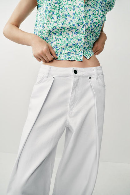 Mid Rise Barrel Wide Leg Jeans