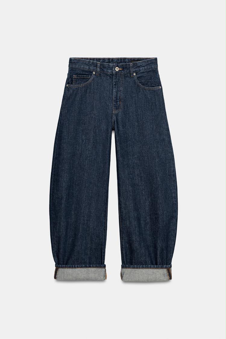 Mid Rise Barrel Wide Leg Jeans