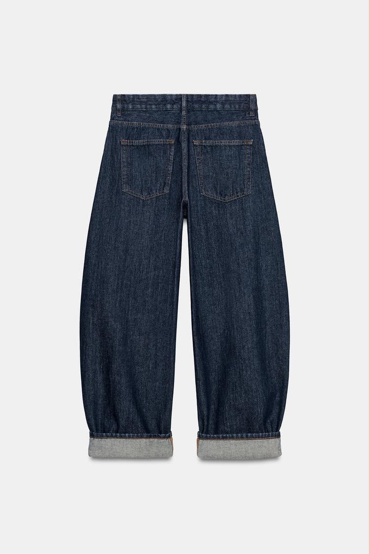 Mid Rise Barrel Wide Leg Jeans
