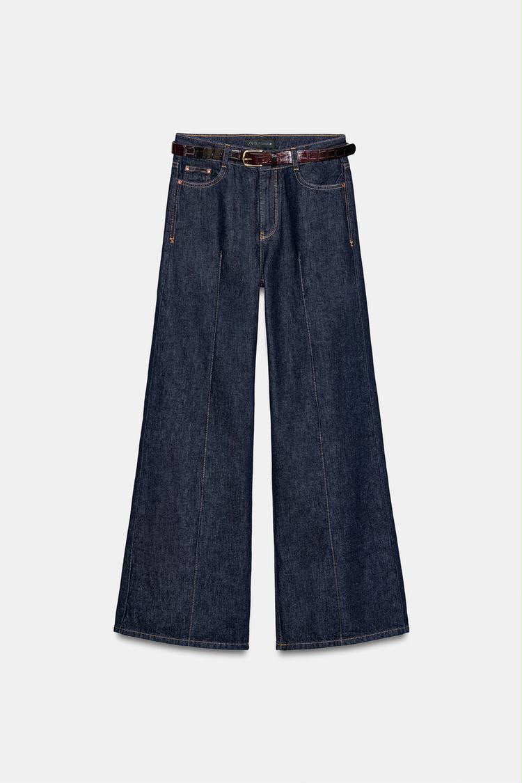 Zara High Waist Wide Leg Belted Jean