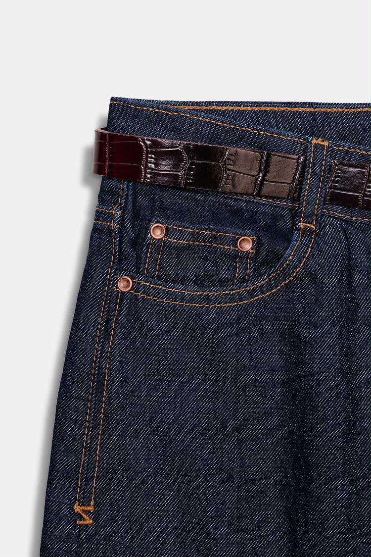 Zara High Waist Wide Leg Belted Jean