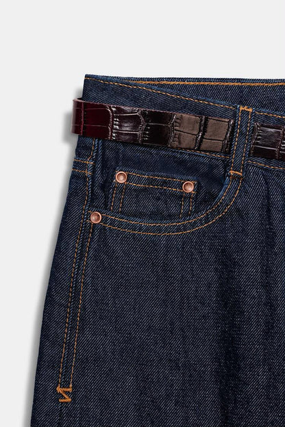 Zara High Waist Wide Leg Belted Jean