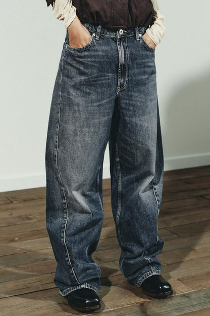 Zara Jeans TRF Baggy Balloon Mid Rise