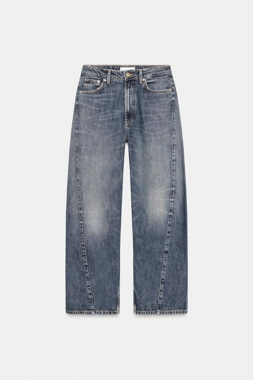 Zara Jeans TRF Baggy Balloon Mid Rise