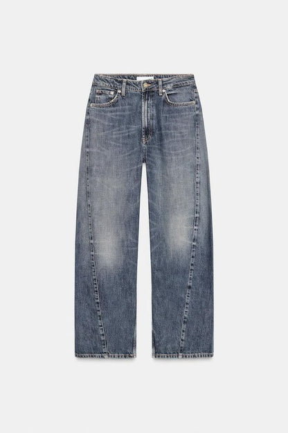 Zara Jeans TRF Baggy Balloon Mid Rise