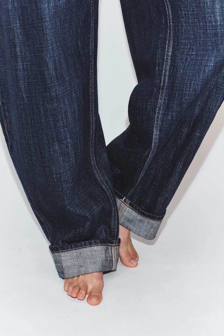 Zara Mid Rise Barrel Folded