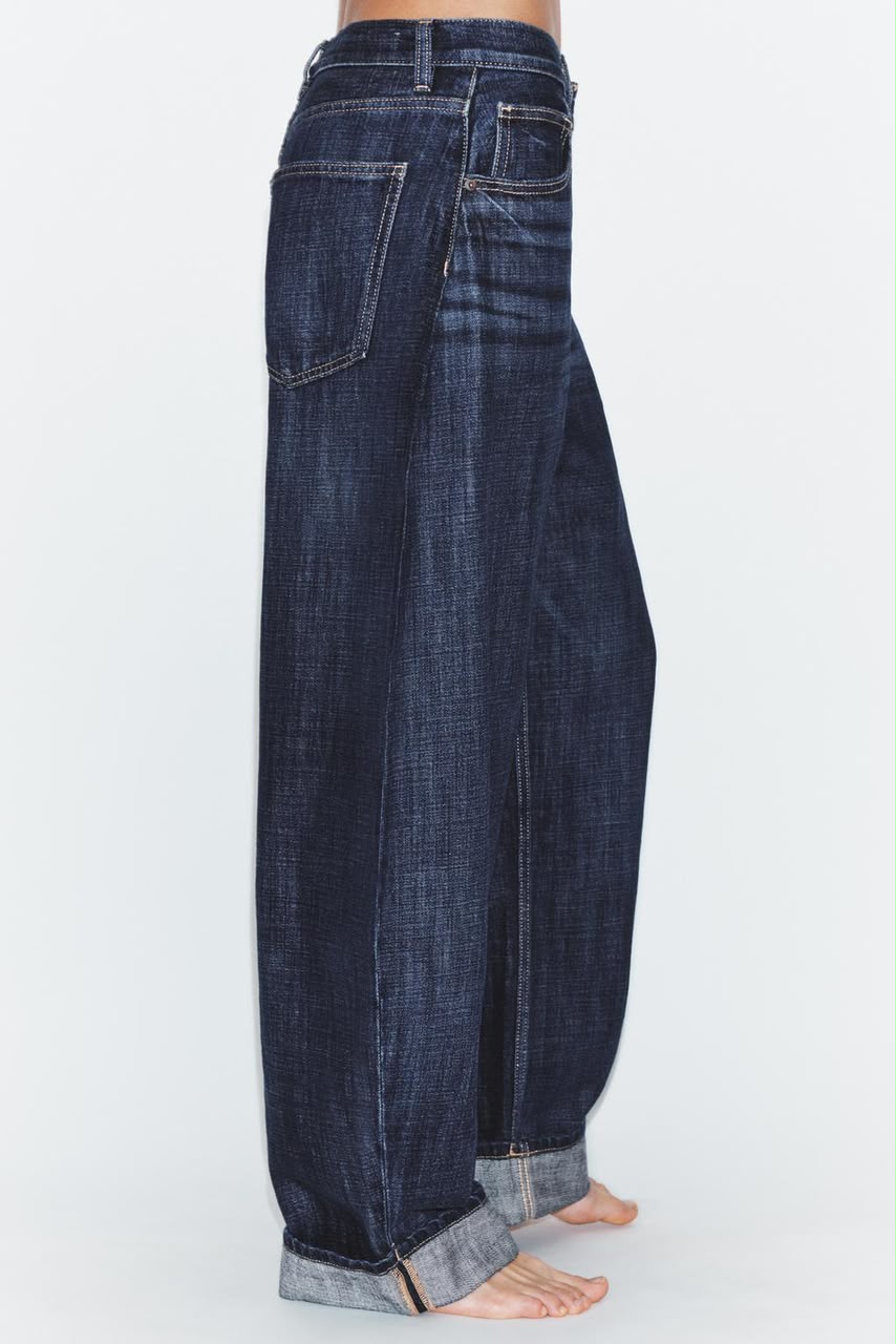 Zara Mid Rise Barrel Folded