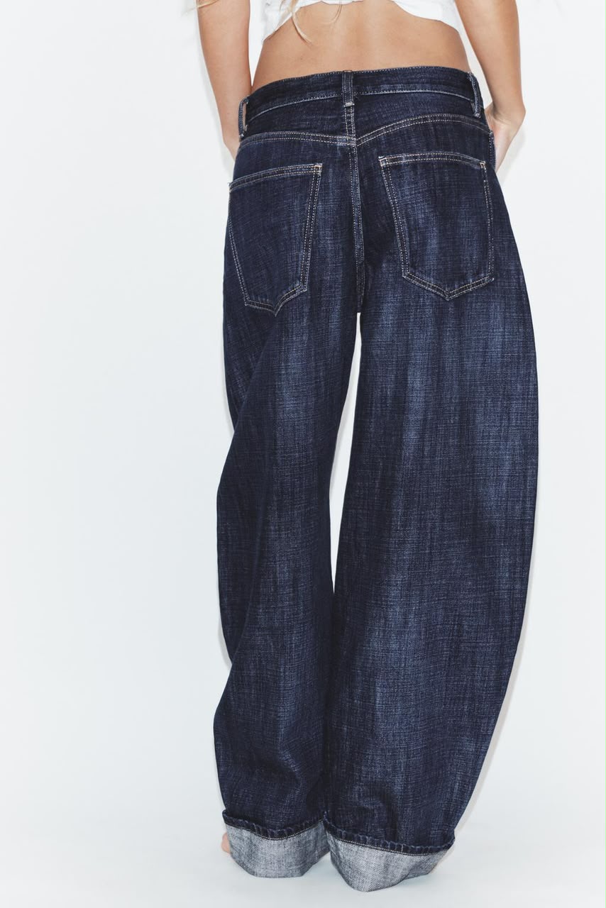 Zara Mid Rise Barrel Folded