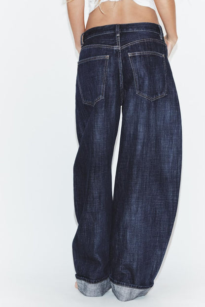 Zara Mid Rise Barrel Folded