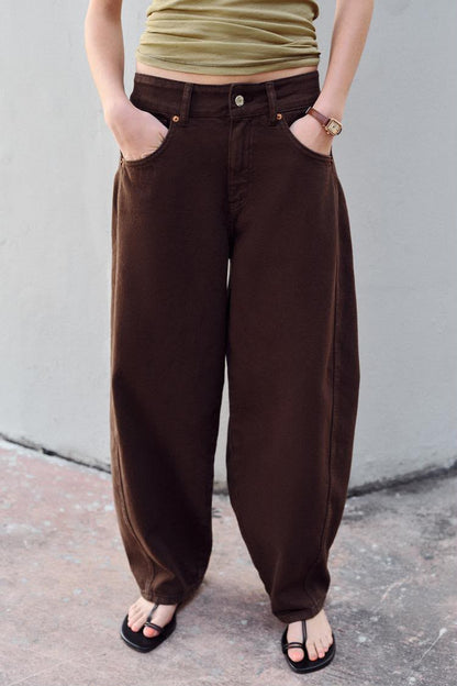 Zara Mid Waist Barrel Ankle Length