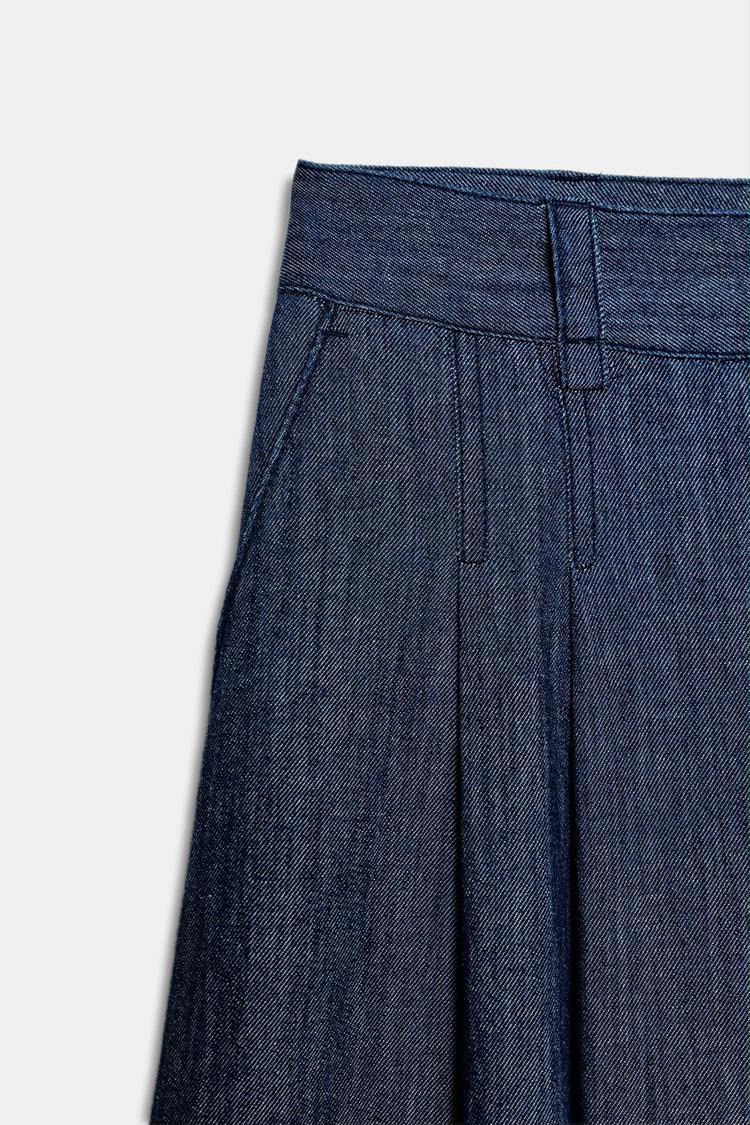 Zara pleated Culotted Denim Blue