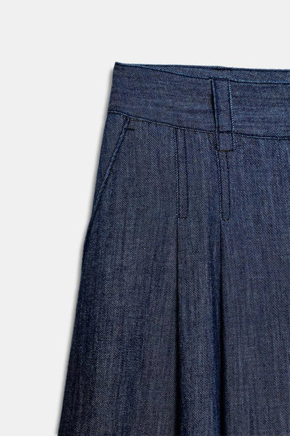 Zara pleated Culotted Denim Blue