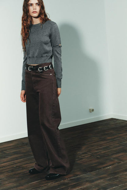 Zara High Waist Extra Wide Leg Jeans