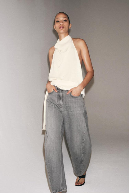 Zara Mid Rise Balloon Leg Jeans