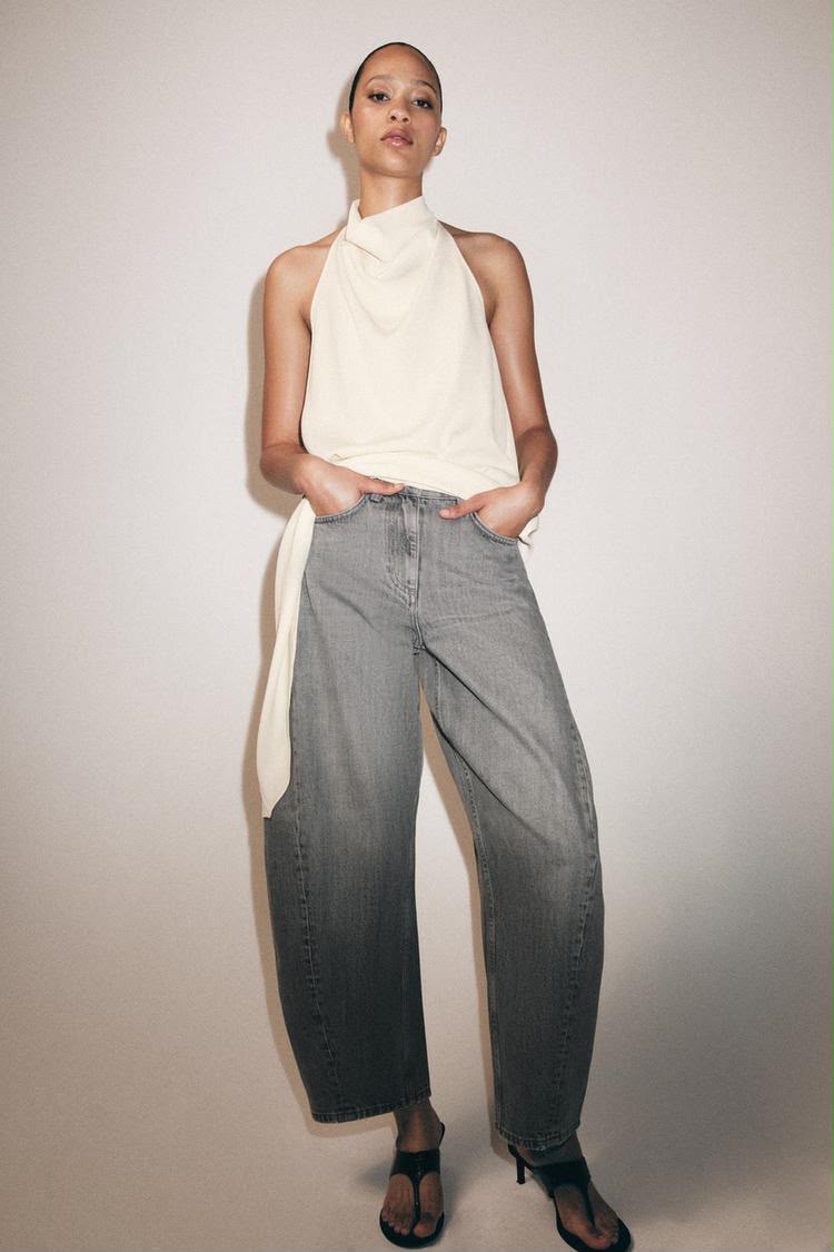 Zara Mid Rise Balloon Leg Jeans