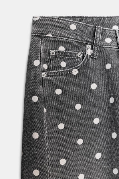 Zara Mid Rise Polka Dot Ankle Relaxed Jeans