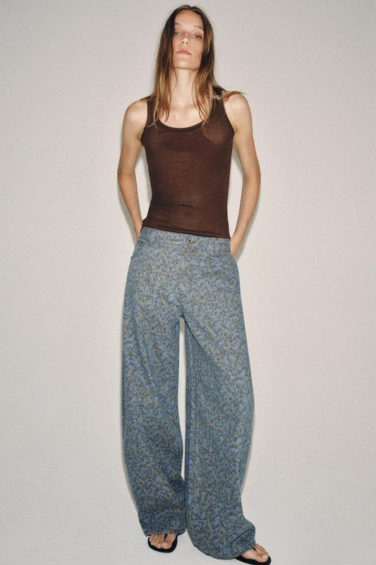 Zara High Waist Barrel Leg Jeans