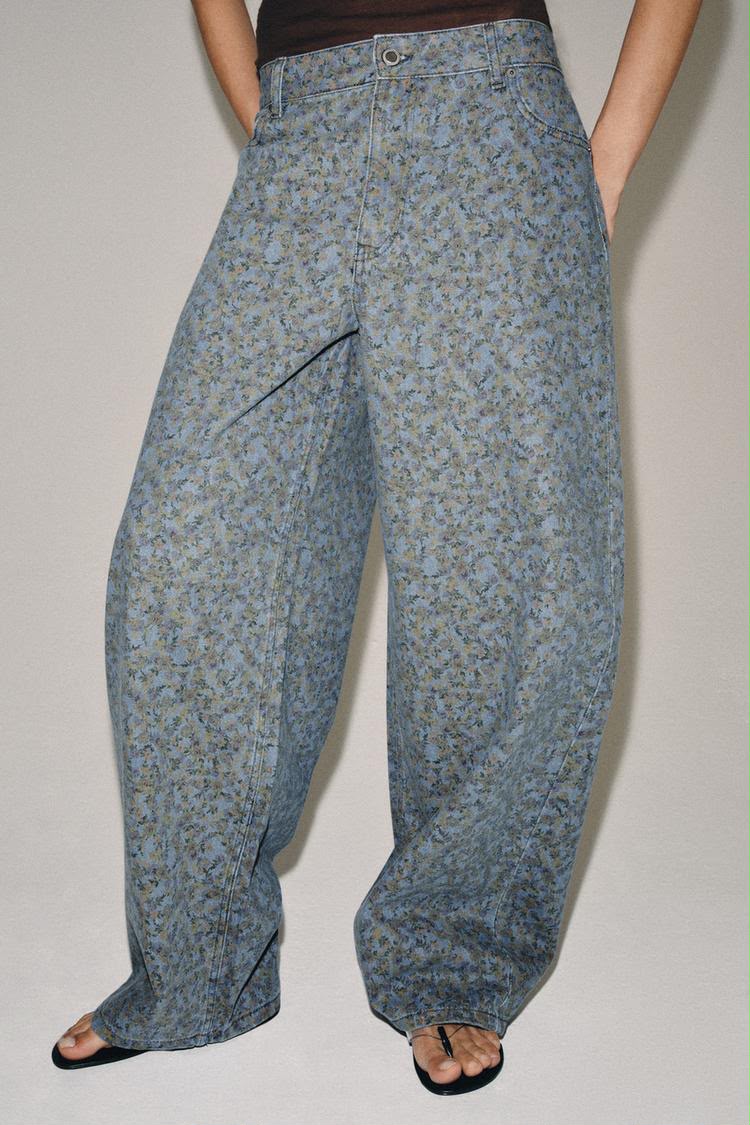 Zara High Waist Barrel Leg Jeans