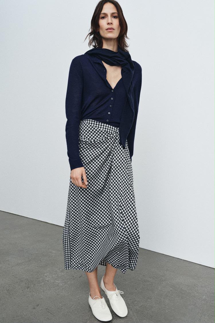 Zara Draped Gingham Skirt