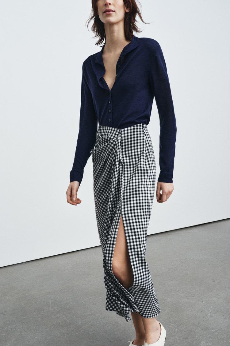Zara Draped Gingham Skirt