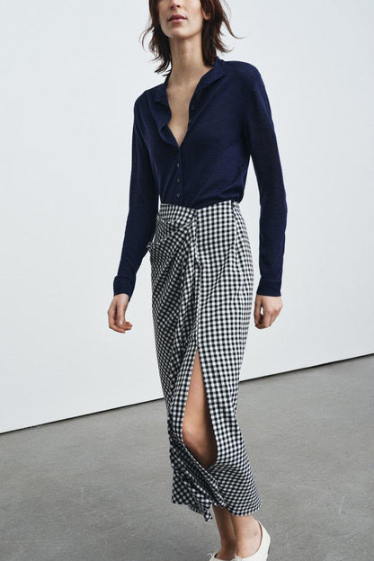 Zara Draped Gingham Skirt