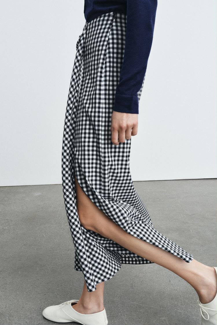 Zara Draped Gingham Skirt