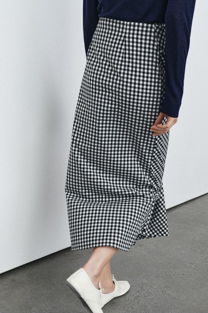 Zara Draped Gingham Skirt