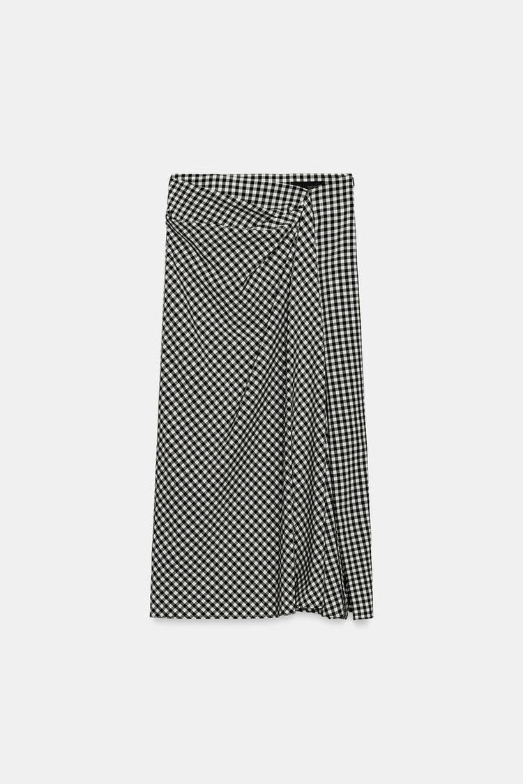 Zara Draped Gingham Skirt